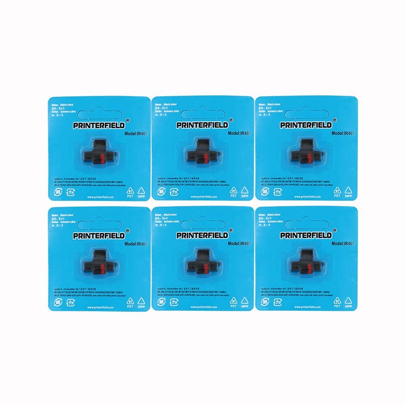 Printerfield IR-40T (6 Pack) Compatible Calculator Printer Ribbons Ink Roller - Black & Red - Image 4